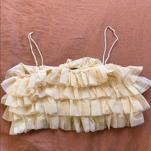 Zara yellow ruffled tulle top